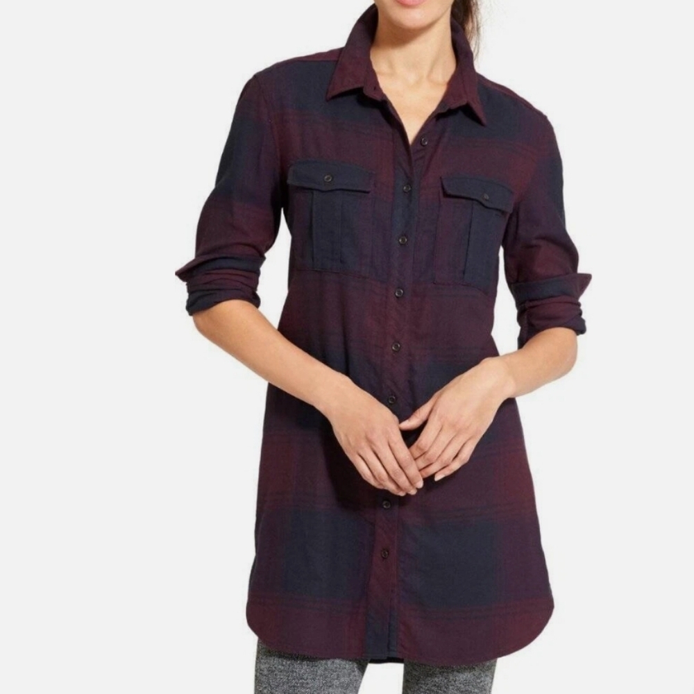 Athleta Trail To Town Plaid Shirt Dress Sz M